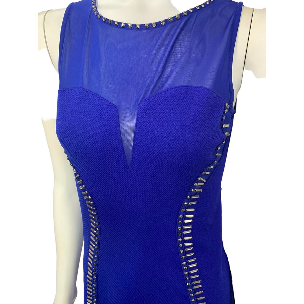 Whyte Eyelash jeweled bodycon dress sheer mesh sleeveless mini small - Picture 2 of 6